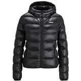 HUGO Dames Famara-1 lichte gewatteerde jas met waterafstotende afwerking en logo, zwart 1, XL