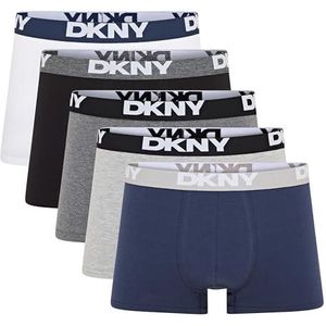 DKNY Boxers voor heren met contrasterende merkband in ademende short van katoenrijke stof, Zwart, S