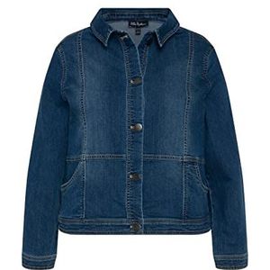 Ulla Popken Korte indoor jeansjas voor dames, Denim Blauw, 62-64