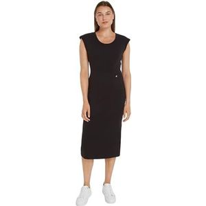 Tommy Hilfiger Dames Slim Rib DRS MIDI Cap Sleeve Zwart XS, Zwart, XS