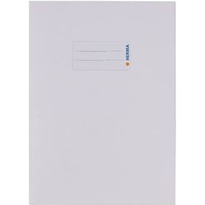 HERMA 7054 papieren notitieboekje DIN A5, boekhoes met tekstveld, van krachtig gerecycled papier en rijke kleuren, boekbeschermer voor schoolschriften, wit