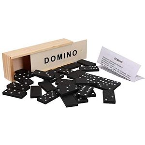 mumbi Domino spel dominostenen in houten box, gezelschapsspel, familiespel, dominospel, reisspel
