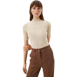 Koton Gebreide trui met korte mouwen voor dames, beige (050), XL