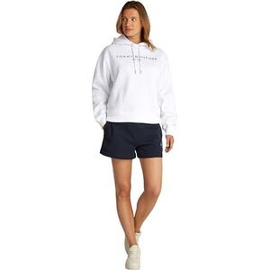 Tommy Hilfiger Dames MDRN REG CORP LOGO HOODIE WW0WW43598 Pullover Hoodie, Th Optic White, S, Wit (Th Optisch Wit), S