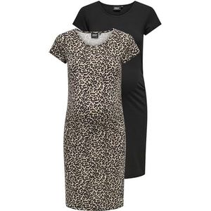 ONLY MATERNITY - Olmlovely Life S/S Dress - Zwart - Korte Jurk - 2-pack