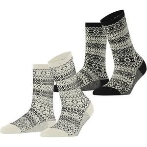 ESPRIT Dames Sokken Sami Pattern Double Pack W So katoen gedessineerd 2 paar, Veelkleurig Black Off-White Mix 0010, 35-38