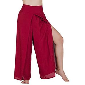 Lofbaz Slit Leg Palazzo voor vrouwen meisjes moederschap vrouwen flowy yoga broek, Vast rood, M