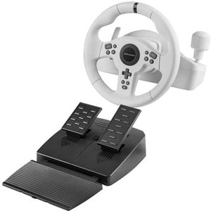 Mars Gaming MWH-RSXONE, SimRacing-Stuur, Zero Dead Zone en 270° Draaihoek, DriveSense Vibratie, Versnellingspook + Schakelflippers, XL Pedaalset, PC|PS3|PS4|Xbox One|Xbox Series X-S|Switch, Wit