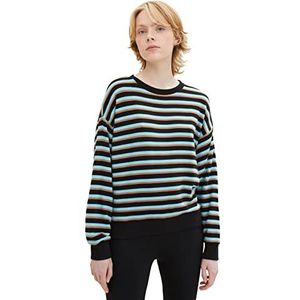 TOM TAILOR Denim Dames Sweatshirt met strepen 1034582, 30919 - Black Brown Blue Stripe, S