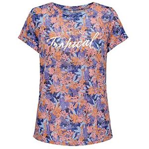 ONLY Dames ONLRILLA S/S O-Neck TOP Box JRS T-shirt, Night Sky/AOP: Tropical Flowers, S, Night Sky/Aop: tropische bloemen, S