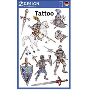 Avery Zweckform 56739 tattoo kinderen 9 stuks (tijdelijke tattoos ridder, kindertattoo waterbestendig, kleeftattoos, kinderverjaardag, cadeau, partyspelprijzen, kinderen om te spelen, tattoo jongens)