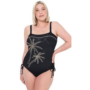 Ulla Popken - Badpak - Geel / Zwart - Full Cup - Bandeau - Met Beugel