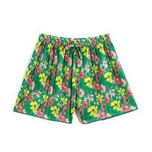 Koton Girls Floral Pleated Shorts Bow-Tie Detail Elastische Tailleband, Groen design (01a), 4-5 Jaren