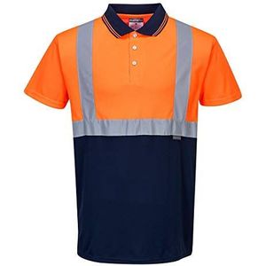 Portwest S479 Tweekleuren Polo T-shirt, Oranje/Marine, Grootte XXL