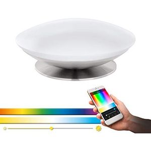 Eglo Connect Frattina-C Led-tafellamp, 1 lichtpunt, gemaakt van nikkel mat staal en witte kunststof, kleurtemperatuurverandering (warm, koud), RGB, di
