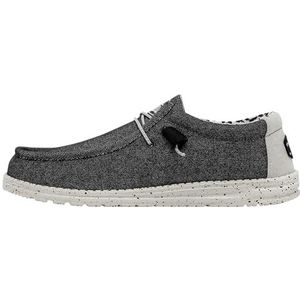 Hey Dude Heren Wally Stretch Canvas Moc Toe Schoenen, Opaal Black, 45 EU