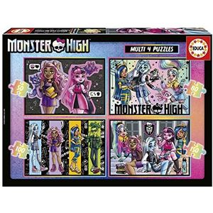 Educa, Set van 4 progressieve puzzels voor kinderen, 50 tot 150 stukjes met de grappigste afbeeldingen van Monster High, afmetingen: 34 x 24 cm, aanbevolen vanaf 5 jaar (19706)