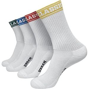 Urban Classics Unisex sokken Short Sporty Logo Coloured Cuff 4-pack, sportsokken voor mannen en vrouwen, maten 35-50