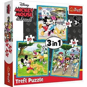 Trefl, Puzzel, Disney Mickey Mouse en Vrienden, 20-50 elementen, 3 Sets, Mickey Mouse en Vrienden, voor kinderen vanaf 3 jaar