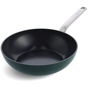 GreenPan Evolution Wok 28cm met pannenbeschermer - donkergroen - inductie - PFAS-vrij