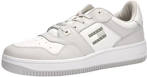 Tommy Jeans Heren TJM Retro Basket Cupsole Tumble EM0EM01513 Sneakers, Grijs, 8 UK, Grijs, 42 EU