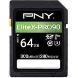 PNY 64GB X-PRO 90 Class 10 U3 V90 UHS-II SD Flash Memory Card,Zwart