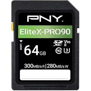 PNY 64GB EliteX-PRO 90 Class 10 U3 V90 UHS-II SD Flash Memory Card