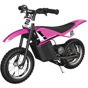 Razor Kids Elektrische Motorfiets - MX125 Dirt Rocket Bike voor Kinderen 7+ met 13km/h Maximale Snelheid & 40 Minuten Rijtijd, 100W Berijdbaar met 12V 5Ah Batterij en 12"" Luchtbanden - Roze