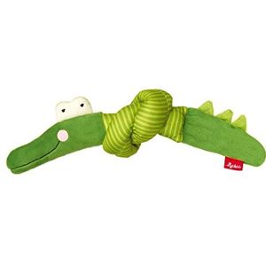 Sigikid Greifling krokodil, PlayQ educatief speelgoed met knetterfolie en rammelaar: grijpen, spelen, leren, voor baby's vanaf de geboorte, art.nr. 42878, groen, 25x8x8 cm