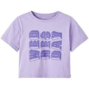 NAME IT Girl's NKFBALONE SS TOP Box shirt met korte mouwen, zand verbena, 116, Zand Verbena, 116 cm