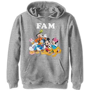 Disney Characters Mickey Fam Boy's Hooded Pullover Fleece, Athletic Heather, Small, Athletic Heather, S