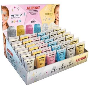 Alpino Fiesta 36 stuks: 24 stuks metallic glittergel + 12 stuks glittergel | glittergel met gemetalliseerde basis | glittergel met transparante onderkant