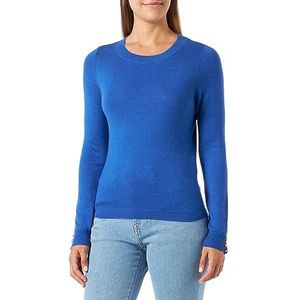 Bestseller A/S Dames VMSILKY LS O-Hals Boo Trui, Beaucoup Blue/Detail:W. Gouden Knoppen, S, Beaucoup Blue/Detail:w. Gold Buttons, S