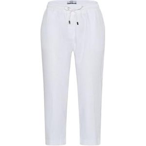 Raphaela by Brax Philippa Capri Slip voor dames, smokemanchetten, linnen stretch, slim broek, wit, 32W x 30L