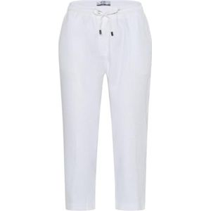 Raphaela by Brax Philippa Capri Slip voor dames, smokemanchetten, linnen stretch, slim broek, wit, 32W x 30L