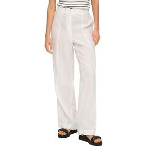 s.Oliver Linnen broek voor dames, brede pijpen, wit 0100, 36