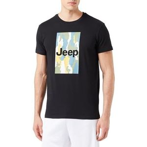 JEEP O102905-B000 J Heren T-shirt Print Grote Achtergrond Schors Camouflage J23W Heren Zwart S, Zwart, S