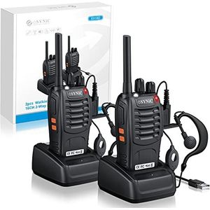 eSynic - Walkie Talkie - Oplaadbare VOX-radio - Draadloze Ontvangst - 16 Kanalen - 0,5 W - Bereik 1-1,5 km