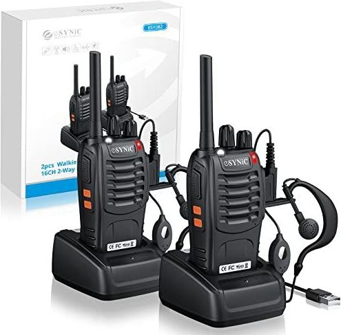 eSynic - Walkie Talkie - Oplaadbare VOX-radio - Draadloze Ontvangst - 16 Kanalen - 0,5 W - Bereik 1-1,5 km