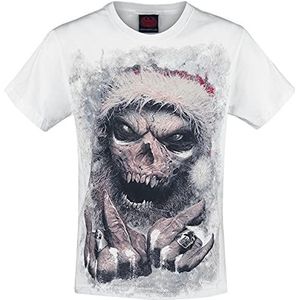 Spiral Rock Santa T-shirt wit M 100% katoen Everyday Goth, Gothic, Kerstmis