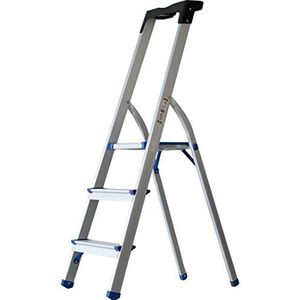 Pavo 8037339 Premium huishoudladder, multifunctionele ladder, staande ladder, klapladder van aluminium - 3 treden 1,08 m