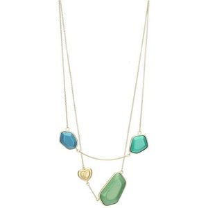 THUN - Ketting met stenen en hart - keramiek, metaal - collectie voor u gewijd - 90 + 5 cm