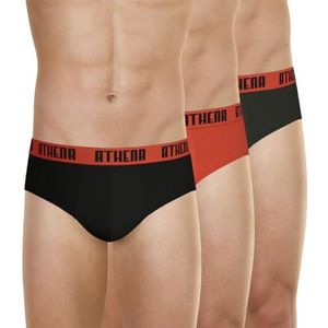 Athena Basic Color onderbroeken voor heren (verpakking van 3), zwart/rood/antraciet, XXL
