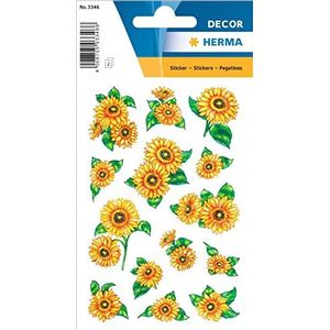 HERMA 3346 bloemenstickers voor kinderen, zonnebloemen (28 stickers, papier, glinsterend) zelfklevend, permanent hechtende motief-etiketten voor meisjes en jongens, kleurrijk