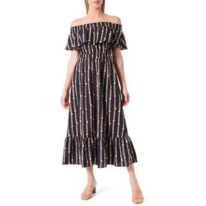 Swirlie Maxi-jurk voor dames met allover-print, zwart, S