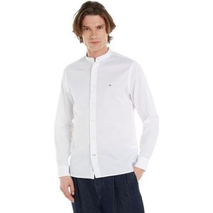Tommy Hilfiger Heren natuurlijk zacht massief mao rf shirt casual, Wit, M