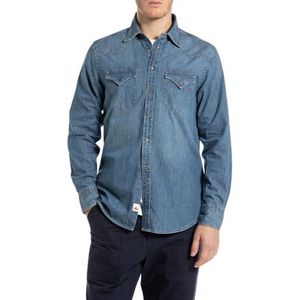REPLAY Regular fit jeanshemd voor heren, 009, medium blue., XL