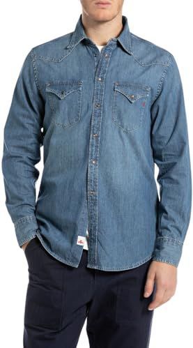 REPLAY Regular fit jeanshemd voor heren, 009, medium blue., XL