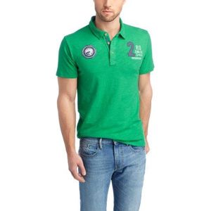 ESPRIT Poloshirt voor heren Slub-Jersey - print en patches, groen (Clover Green), L