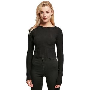 Urban Classics Damen Sweatshirt Ladies Short Rib Knit Twisted Back Sweater black XS